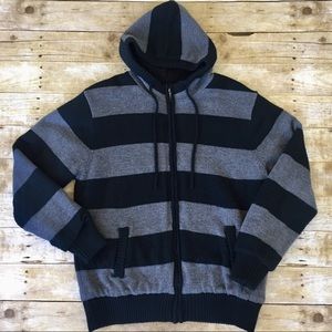 Men’s Striped Thick Fleece Hoodie